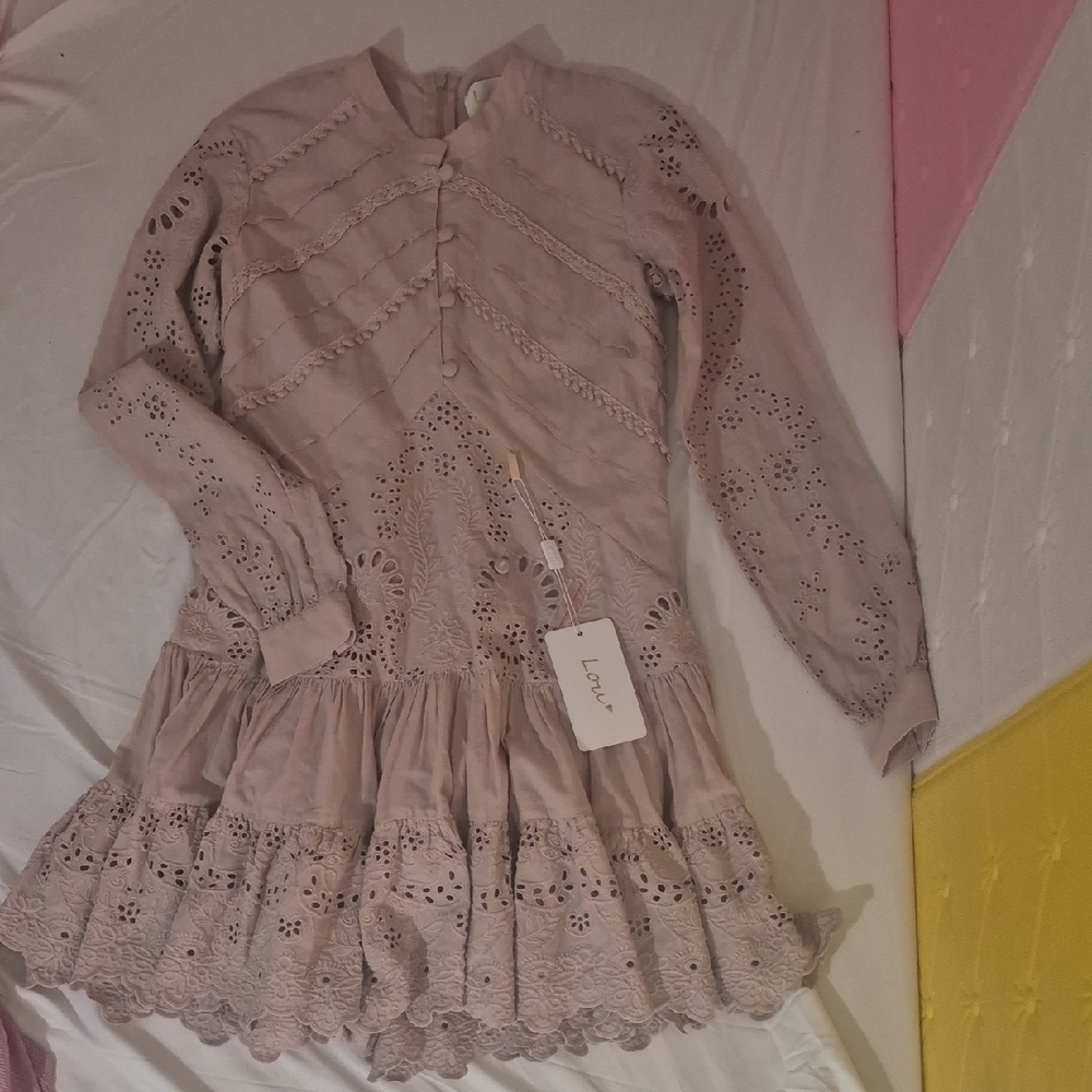 Lou Brand Mauve  Dress with Eyelet Details